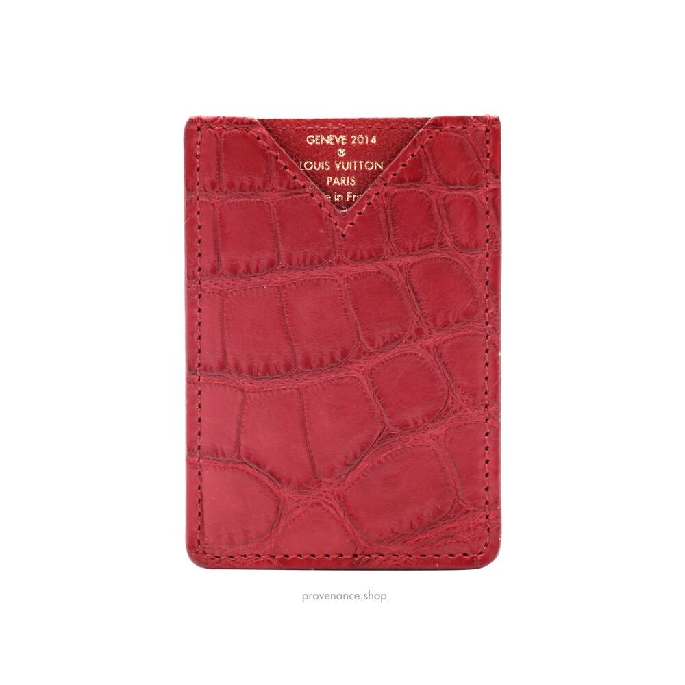 🔴 Louis Vuitton Genève Card Holder Wallet - Red Alligator Leather - Picture 2 of 6